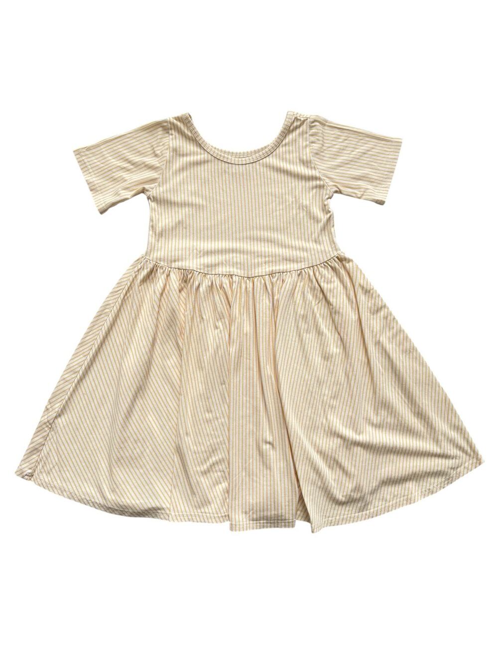 Vivie And Ash Handmade Yellow Stripe Twirl Dress Size 7